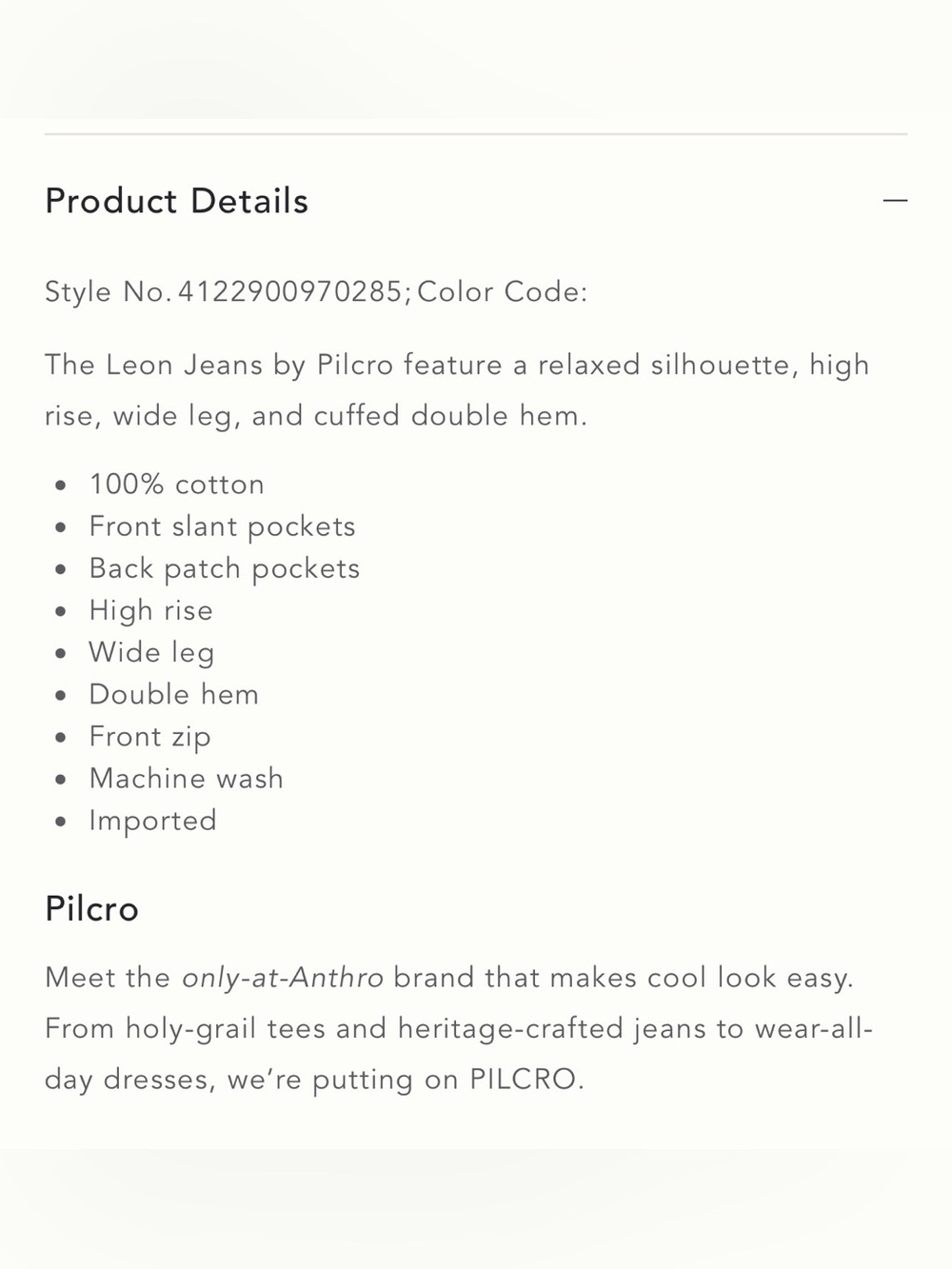 Pilcro The Leon Double Hem High-Rise Wide-Leg Cuffed Jeans size 27 NWT - Picture 7 of 9